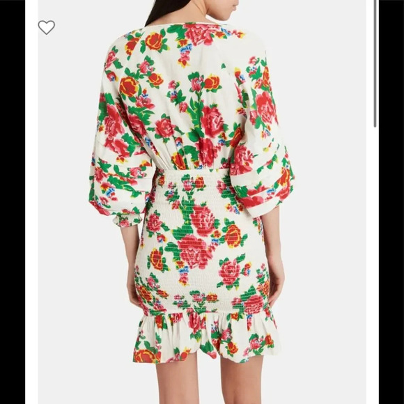 Rhode Anya Smocked Floral Dress White & Red Size Small - Picture 3 of 10